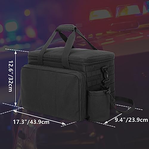 Trunab Patrol Bag Police Gear Car Front Seat Organizer for Law Enforcement Military Duty Bag with 15.6” Laptop Sleeve, Cups Holder, MOLLE Strips, Fits Vehicle Passenger Seat