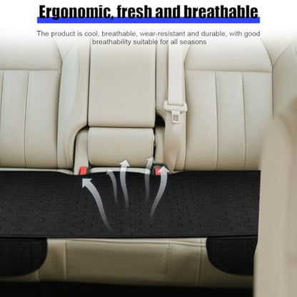 Car Back Seat Cover, Anti-Slip Long Vehicle Rear Bench Protectors with Storage Pocket, Breathable Comfortable Auto Interior Seating Bottom Protection Accessories, Universal Fit (Black)