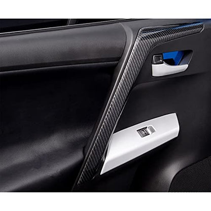 x xotic tech Set Carbon Fiber Style Interior Door Handle & Door Armrest Pull Handle Accessories Cover Trim Combo Kit, Compatible with Toyota Rav4 2013-2018