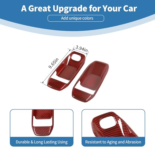 for Jeep JL Inner Door Handle Cover Bowl Trim for Jeep Wrangler JL JLU 2018 up for Gladiator JT 2020 up 2DR Red Carbon Fiber Grain Interior Accessories 2pcs
