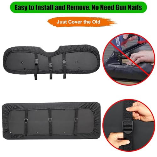 Golf Cart Rear Seat Covers for EZGO Club Car Yamaha Aftermarket Rear Seat Only-Thick Premium Marine Leather with Custom Diamond Design Comfortable/Anti-Scratch/Anti-Fading/Easy to Install - style: Fit Aftermarket Rear Seat