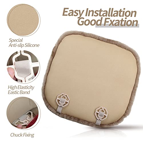 IRIWOOL Genuine Sheepskin Auto Seat Pad, Australian Soft Wool Seat Cover Breathable and Sweat-Wicking Comfort Warm Universal Fit,19.2 inch x19.2 inch (Front seat Cushion 1pc, Khaki) - color: Khaki, size: 1 Count (Pack of 1)