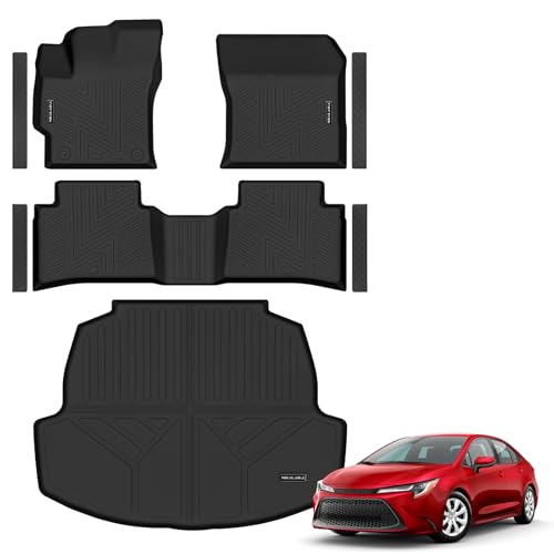 Floor Mats & Cargo Liner for 2020-2024 2025 2026 Toyota Corolla/Corolla Hybrid Sedan (Not for Hatchback) All Weather Protection TPE Rubber Full Set Automotive Accessories, Black - size: Floor Mats & Cargo Liner for 2020-2026 Corolla