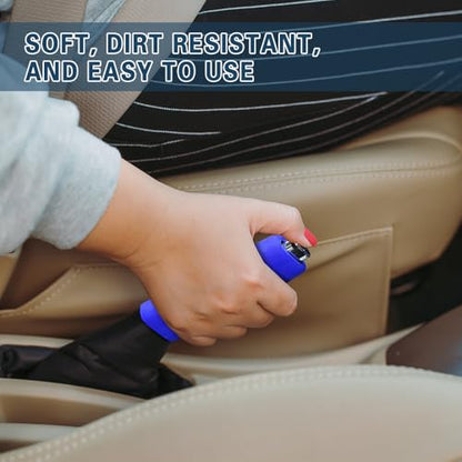 Car Handbrake Cover Gear Shift Knob Cover, Auto Comfortable Grip Handbrake Cover, Silicone handbrake Cover for Most Vehicle Handbrake - color: Blue