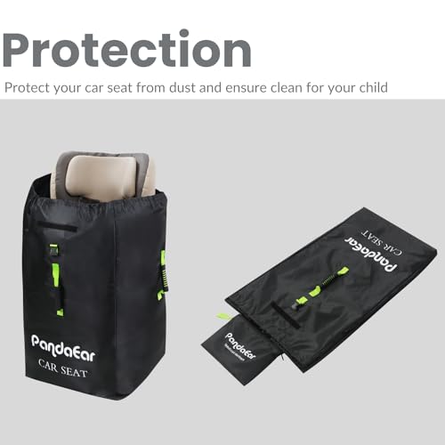 PandaEar Car Seat Travel Bag Backpack for Airplane, Water-Resistant Car Seat Cover with Shoulder Strap for Infant Convertible Seats & Booster Seat, Black