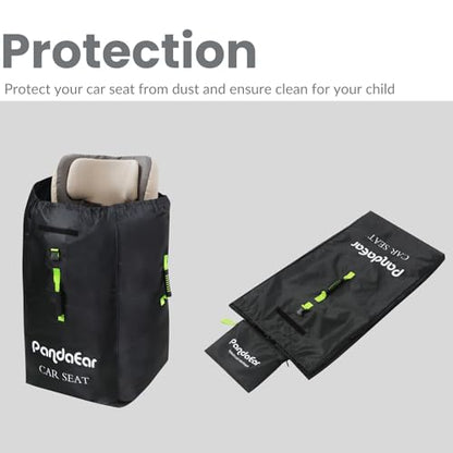 PandaEar Car Seat Travel Bag Backpack for Airplane, Water-Resistant Car Seat Cover with Shoulder Strap for Infant Convertible Seats & Booster Seat, Black