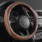 CAR PASS Brown Delux Leather Steering Wheel Cover, Universal Fit for Suvs,Sedans,Vans,Small Trucks for 14.5" to 15"(Brown & Beige Piping) - color: Brown