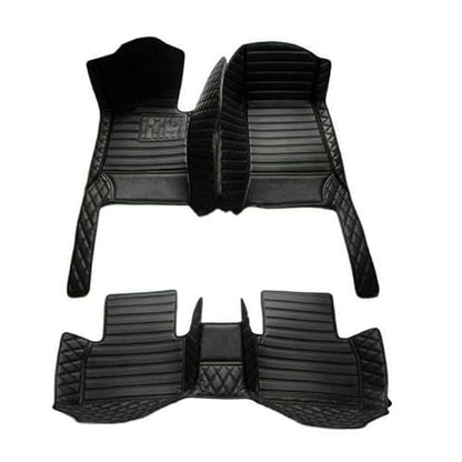 Add Personal Touch to Your Vehicle with IMEISH Customizable Logo Text Car Mats for 99% of vehiclesPads Protection Non-Slip Leather Floor Liners (Black Stitching) - color: Black stitching