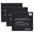 Andalus Auto Registration & Insurance Card Holder Pack of 3, Waterproof Essential Car Registration Holder with Hook & Loop Closure, Perfect for Every Vehicles Glove Boxes (Black - 5.1" X 4.6") - color: Black 3-Pack
