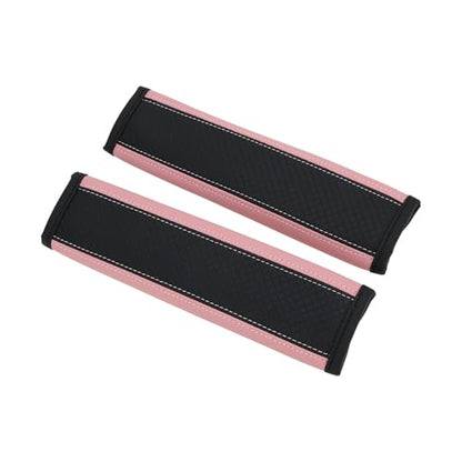 Black Pink Seat Belt Cover Pad Faux Leather 24cm Seatbelt Strap Cushion Shoulder Padding 2 Pcs - color: Black,Pink