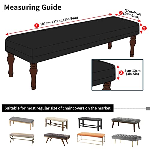 Stretch Dining Bench Cover, Washable Durable Bench Covers Slipcover, Rectangle Bench Seat Covers for Dining Room Living Room Kitchen(Jacquard Midnight Blue)