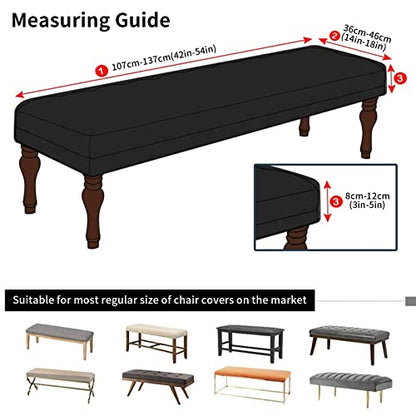 Stretch Dining Bench Cover, Washable Durable Bench Covers Slipcover, Rectangle Bench Seat Covers for Dining Room Living Room Kitchen(Jacquard Midnight Blue)