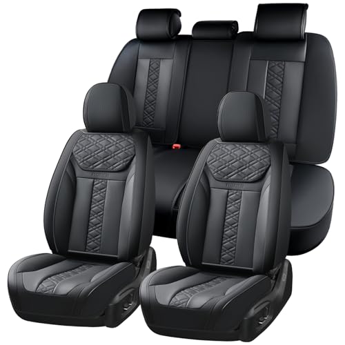 Seat Covers, Atomutive Car Seat Covers Full Sets, Waterproof Seat Cover for Cars, Luxury Leather Universal Seat Cover Accessories Fit for Most Cars SUV Truck Sedans(Black) - color: Black, size: Fullset