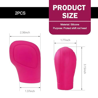Eratus Pack-2 Car Shift Knob Cover, 2.36" x 3.15" Non-Slip and Scratch-Resistant Shifter Lever Protector, Flexible Silicone Perfect Fit Comfortable Handle Decoration, Universal for Cars (Pink)
