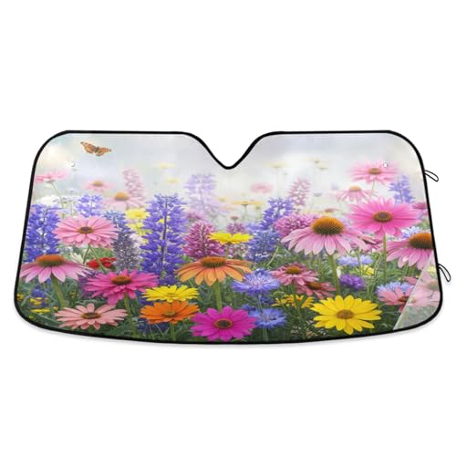 Sun Shade for Car Windshield Vibrant Spring Flowers Foldable Sun Shield Heat and UV Protection Automotive Interior Protection