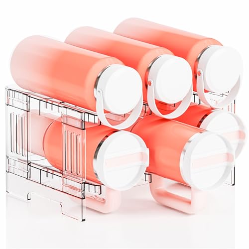Large Stanley Cup Holder With Handle Groove,Stackable Tumbler and Water Bottle Organizer for Kitchen Cabinets,2 Tier Waterbottle and Cup Storage Organizer for 40 OZ Yeti,Owala,Yeti Storage
