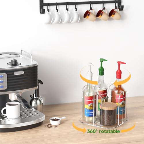 4-Compartment Countertop Cup Dispenser - Clear Acrylic Cup and Lid Carousel Coffee Bar Accessories Rotating Beverage Cup Holder Disposable Paper Cup Organizer for Restaurant Kitchen Breakroom - color: Clear