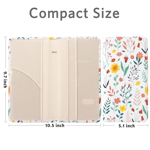 CoBak Car Registration and Insurance Holder - Vehicle Glove Box Car Organizer,Auto Truck Comparment Accessories Case with Magnetic Closure for Driver License,Cards - color: L-Meadow Delight