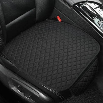 Linen Car Seat Covers,Bottom Seat Covers for Cars Include 2 Piece Front Driver Seat Pad Mat Universal Fits 90% Vehicles,SUVs,Cars,Sedans(2Piece-Black)