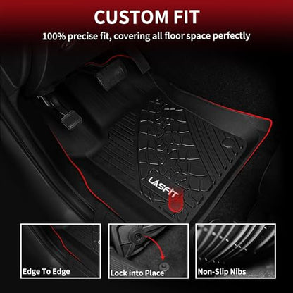 LASFIT Floor Mats for Jeep Grand Cherokee 2013-2015, for Dodge Durango 2013-2015 (Not for 6-seat), All Weather TPE Custom Fit Car Mats Floor Liners 1st & 2nd Row, Black - style: Grand Cherokee 2013-2015 Floor Mats