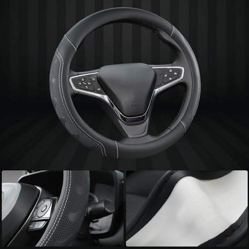 GIANT PANDA Car Steering Wheel Cover Customized for Chevy, Black and Gray Line - color: C-Black+Gray Line