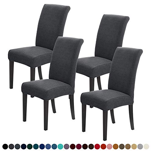 Joccun Chair Covers for Dining Room Set of 4, Dining Chair Slipcover Stretch Dining Room Chair Covers Seat Protector,Washable Parsons Chair Cover for Home,Banquet(Dark Gray,4 Pack) - color: Dark Gray, size: 4 Pack