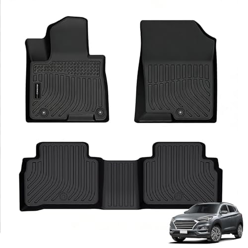 Auxko All Weather Floor Mats for 2026 2025 2024-2022 Hyundai Tucson Gasoline TPE Liners Set Tucson Accessories All Season Guard Odorless Anti-Slip Floor Mats for 1st & 2nd Row - size: tucson gas|2022-2026|floor mats