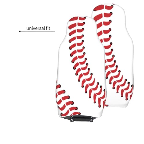 Baseball Print Front Seat Covers 2 Pack, Vehicle Seat Protector Car Mat Covers, Fit Most Bucket Seats - color: Baseball Print