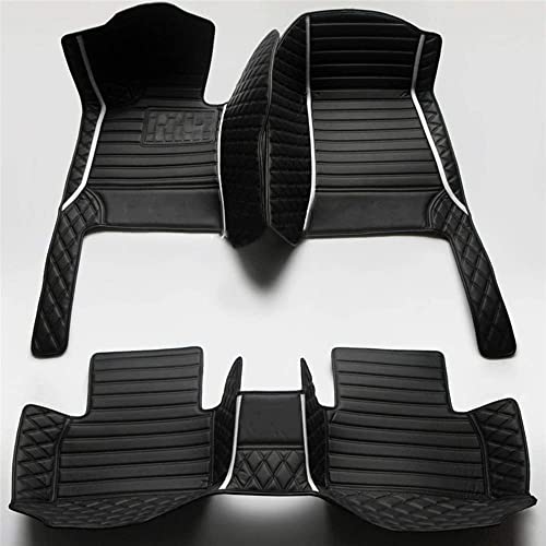 Custom Waterproof Leather Car Floor Mats Fit for Most Car SUV Truck & Sportscar All Weather Protection Vehicles (Black+White bar) - color: Black+White bar