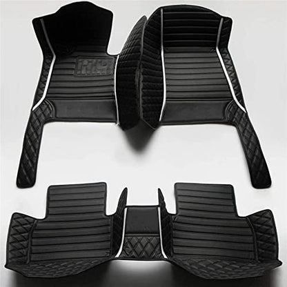 Custom Waterproof Leather Car Floor Mats Fit for Most Car SUV Truck & Sportscar All Weather Protection Vehicles (Black+White bar) - color: Black+White bar