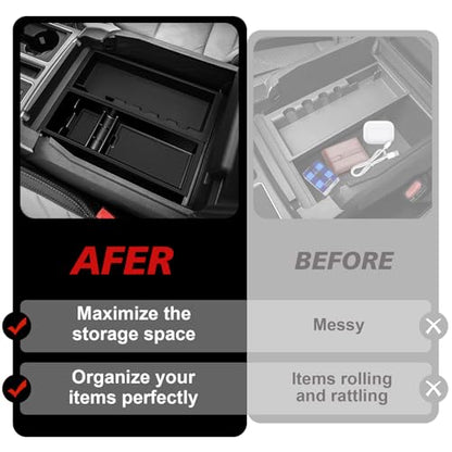 VaultsOnWheels Center Console Organizer Compatible with 2015-2025 2026 Ford F150 F-150 Accessories Armrest Middle Console Divider Storage Box Divider Insert Organizer(Bucket Seats ONLY)