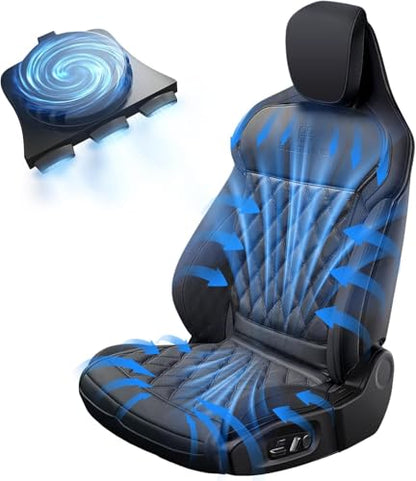 Air Suction Cooling Car Seat Cover Front Seat, 12V Circulation Ventilation Cooling Car Seat Cushion, Summer Cooling Seat Cushion Suitable for Car SUV Truck Universal Style, Classic Black