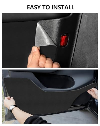 2026 Tesla Car Door Protector Model Y Juniper Accessories Anti Kick Wrap Pad Cover Mat Door Side Protector Anti-Dirty Mat Waterproof Dust Resistant Protector Cover Leather Pad 4PCS Black - size: Model Y Juniper Car Door Protector (Style 3)