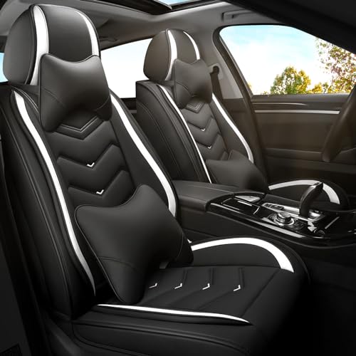 Car Seat Covers for Lexus RX 350 2007-2026, Premium Nappa Leather Car Seat Cover, Stylish Sport Seat Covers， Automobile Seat Cover Sets.(Luxury 2 Seats/Black White) - color: Black White, size: Luxury 2 Seats