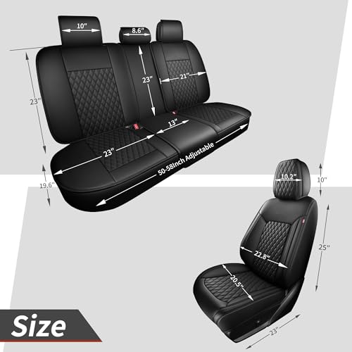 Car Seat Covers Full Set 5PCS,Contoured High-Density Nappa Leather Universal Precision Fit Automotive Seat Covers Full Set,Waterproof Car Seat Protector,forros para asientos de carro,Style1 Black