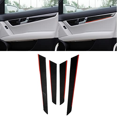 for Mercedes-Benz C-Class W204 2007-2013 Real Soft Carbon Fiber Door Inner Decoration Panel Frame Cap Strip Cover Trim Sticker Car Interior Accessories (B) - color: Door Panel Strip B