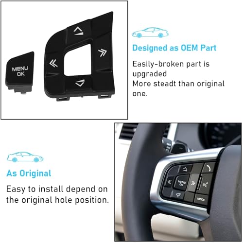 TTCR-II Compatible with Discovery Sport Steering Wheel Button 2015-2019, Left Side Steering Wheel Switch Button Replacement for Jaguar XE 2017-2019 and XF 2016-2020. (LR095537, LR095540) - size: Left Side