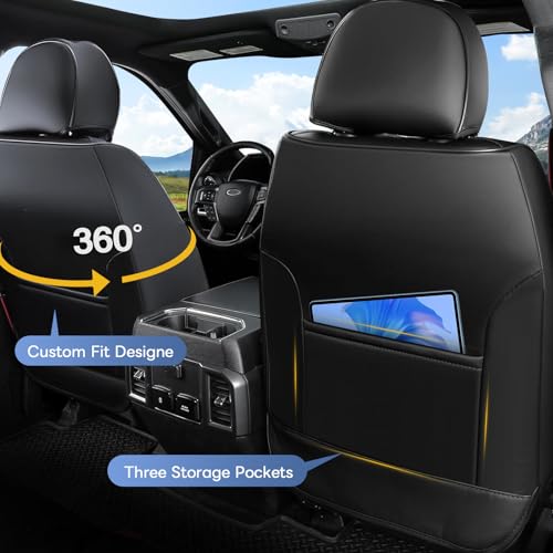 5 Car Seat Covers with Neck Pillow, Front Covers for Cars, Car Seat Cover Front Seats, Car Seat Protector Waterproof, Leather Car Seat Cushion, Universal Interior Seat Covers for Most Cars (7PCS )