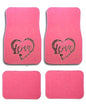 Universal Fit Car SUV Truck Front Rear 4-Piece Full Set Crystal Bling Rhinestone Studded Pink Carpet Floor Mats - Pack of 4 (Red Love-Pink) - color: Red Love-Pink