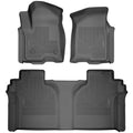Husky Liners Weatherbeater Floor Mats | Fits 2015-2026 Ford F-150, 2022-2026 Lightning, SuperCrew (Crew Cab) w/Carpet & w/Out Fold Flat Storage | Front & 2nd Row, 3-pc Black - 94041 - style: Front, 2nd - SuperCrew w/o FF Storage