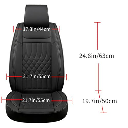 Car Seat Covers 2 PCS Front Seats, Waterproof Napa Leather Automotive Seat Protector for Cars SUV Truck Sedan, Universal Anti-Slip Car Seat Cushion Interior Accessories, Black