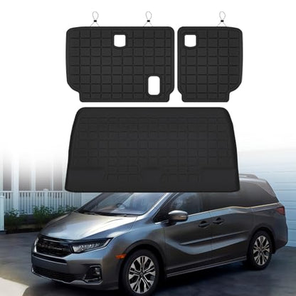 Cargo Mat for 2011-2025 2026 Honda Odyssey & Backrest Mat,TPE All Weather Protection Car Trunk mat Covering The Backrest Accessories - Black