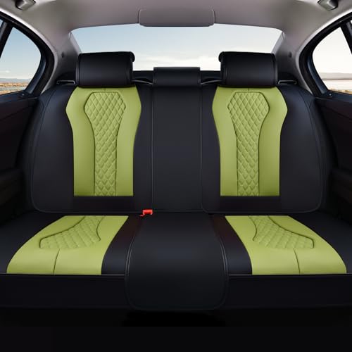 Coverado Car Seat Covers, Back Car Seat Cover, 3-Pieces Leather Seat Cover, Luxury Car Seat Cushion, Luxury Seat Cover Seat Protector Universal Most Cars Trucks SUV - color: Black/Green