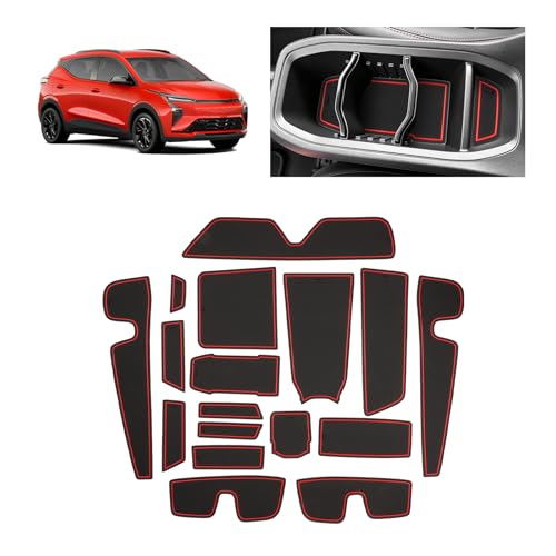 SKTU for 2027 Chevy Bolt Door Slot Mats 17PCS for 2027 Chevy Bolt Accessories Door Groove Gate Pad Fit 2027+ Bolt (LT/RS) Door Compartment Cup Console Liners 2027 Bolt EV Floor Liners (Red) - color: Red for 2027+ Chevy Bolt