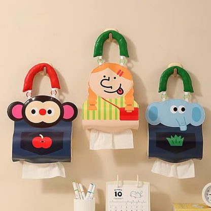 Car Tissue Holder – Cute Cartoon Hanging Paper Towel Dispenser with Soft Handle, Waterproof & Reusable for Car, Bathroom, Kitchen (Elephant) - color: Elephant
