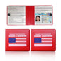 2 PCS Car Registration Insurance Holder, Waterproof Vehicle Glove Box Document Organizer with Closure, Auto Essential Cards Driver License Holder for Most Cars Trucks SUVs (Red, Blue Flag)