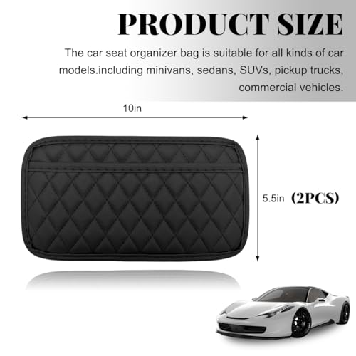 2 PCS Car Side Pocket Organizer, Leather Adhesive Auto Side Seat Back Storage Pocket, Waterproof Phone Document Sunglasses Holder Vehicle Gap Filler Pouch, Car Accessories (Large) - size: Large