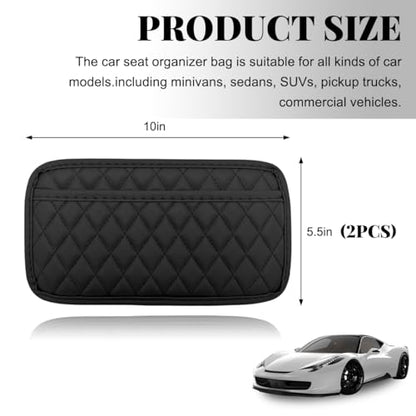 2 PCS Car Side Pocket Organizer, Leather Adhesive Auto Side Seat Back Storage Pocket, Waterproof Phone Document Sunglasses Holder Vehicle Gap Filler Pouch, Car Accessories (Large) - size: Large