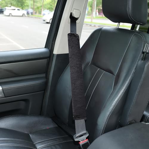 Soft Faux Fur Universal Fit Seatbelt Cover Car Truck SUV Airplane Seat Belt Shoulder Pad for Carmera Backpack Straps Neck Cushion Protector Extra Long 19.7in Black - color: Black, size: 19.7in 1pack