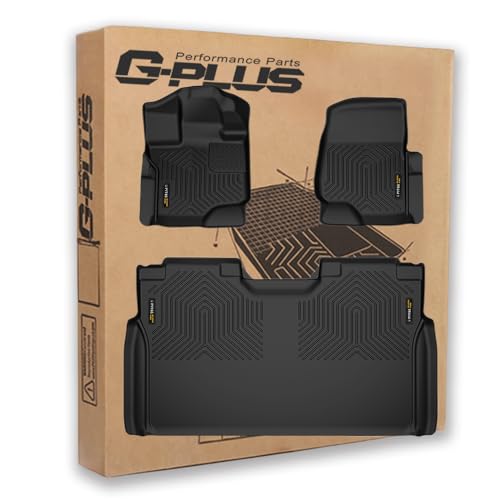 G-PLUS Floor Mats Fit for Ford F150 2015-2025 Super Crew (Includes 2022-2025 Lightning Models) w/o Fold Flat Storage, Custom Fit TPE All Weather Front & 2nd Row Floor Liners Truck Mats,3PCS Black - size: 15-25|Fit Ford F150 SuperCrew|3PCS